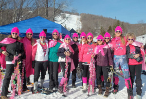The Rack Pack snowshoeing for a cure. Photo by Katy Adonna