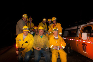 After hours fighting fires in the dark a crew heads home