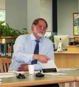 Bruce Williams, Two Rivers Supervisory Union superintendent, explains the change in policy. Photos by Shawn Cunningham.