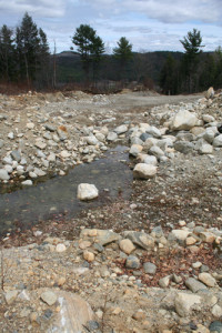 A field of boulders ready to be turned into gravel down the hill from the water tank site. Telegraph photo.