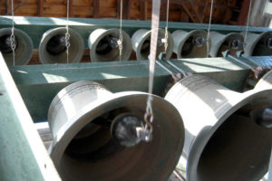 The carillon bells, largest musical instrument to be experienced at Norwich University
