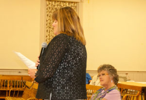 Town Clerk Deb Aldrich, standing, and Assistant Town Clerk Cil Matthews present a plan to update Chester's accounting system
