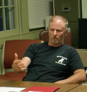 Duane Hart speaking to the Londonderry board in July about his decision to quit as road foreman.