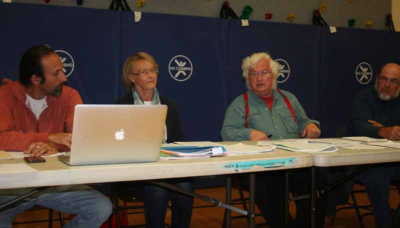 Grafton Planning Commission members from left, David Acker, remotely by computer Rex James, Liisa Kissel, Eric Stevens and John Plummer. Photos by Cynthia Prairie