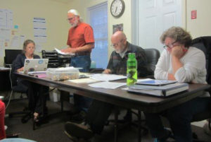 Windham Select Board members (from right to left) Maureen Bell, Kord Scott and chair Frank Seawright. Far left is Alison Trowbridge, board secretary. Photos by John Hoover