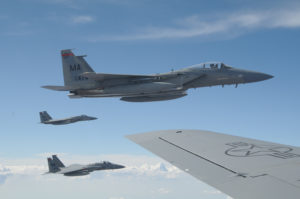 Massachusetts Air National Guard F-15s that will be training over Vermont this week. Photo provided