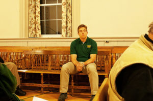 Board member Ben Whalen - who is also a captain in the Chester Fire Dept. - recusing himself during a discussion of that organizations budget Photos by Shawn Cunningham