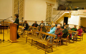 Chester resident Amy Mosher suggests a number of changes to the zoning bylaws at Monday night's meeting. Photos by Shawn Cunningham