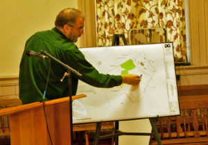 Wildlife biologist Forrest Hammond outlines the Deer Wintering Area agreed upon by Fish& Wildlife and the Town of Chester