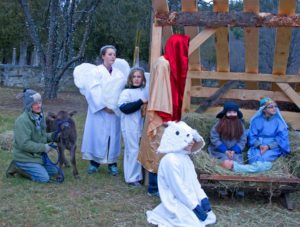 The Baptist Church put on living nativity scene and led the crowd in carols.