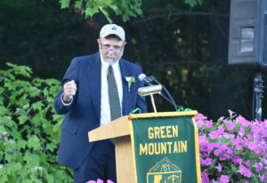 Commencement speaker Todd Parah - who serves as facilities director and athletic director - humorously donned a cap so everyone would recognize him