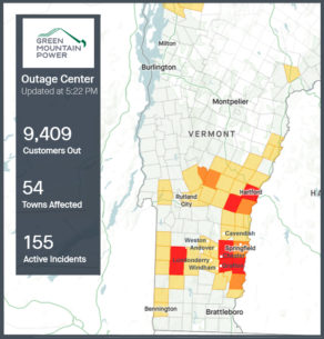 Green Mountain Power Outage Map enhanced by Cynthia Prairie