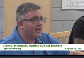 Mike Davey of EEI presents the project numbers for the board's approval <small>Images courtesy of Okemo Valley TV</small>